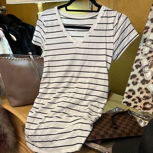 Ingrid and Isabel maternity Top, with rushing down the sides. Black and white